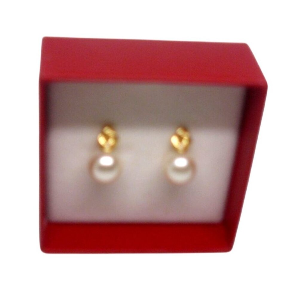 Talbots Gold & Faux Pearl Stud Earrings In Red Gift Box NWOT - Picture 2 of 3